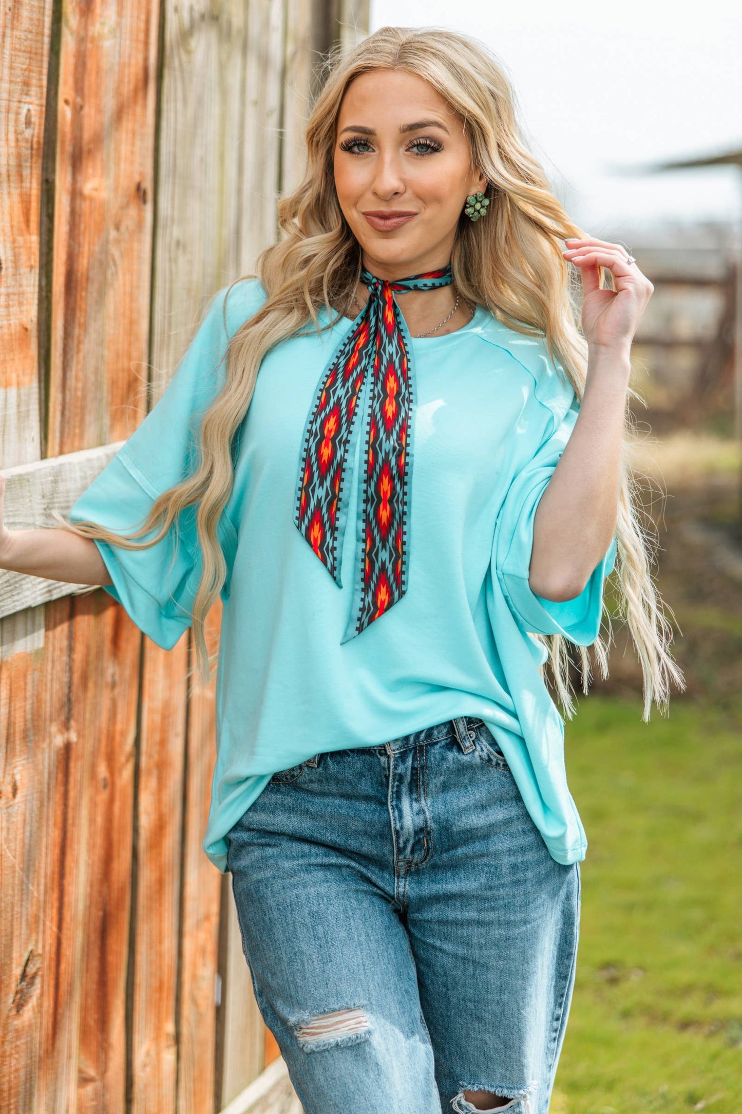 Andrée by Unit - Oversized Relaxed Fit Terry Top: ROYAL BLUE / S