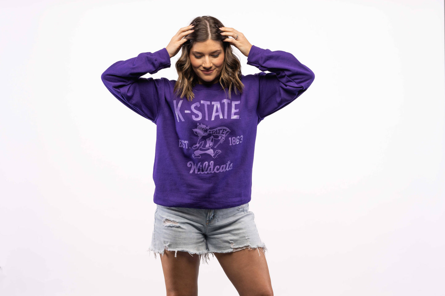 The Collective Apparel Brand - Kansas State - Vintage Willie Purple Crew: S