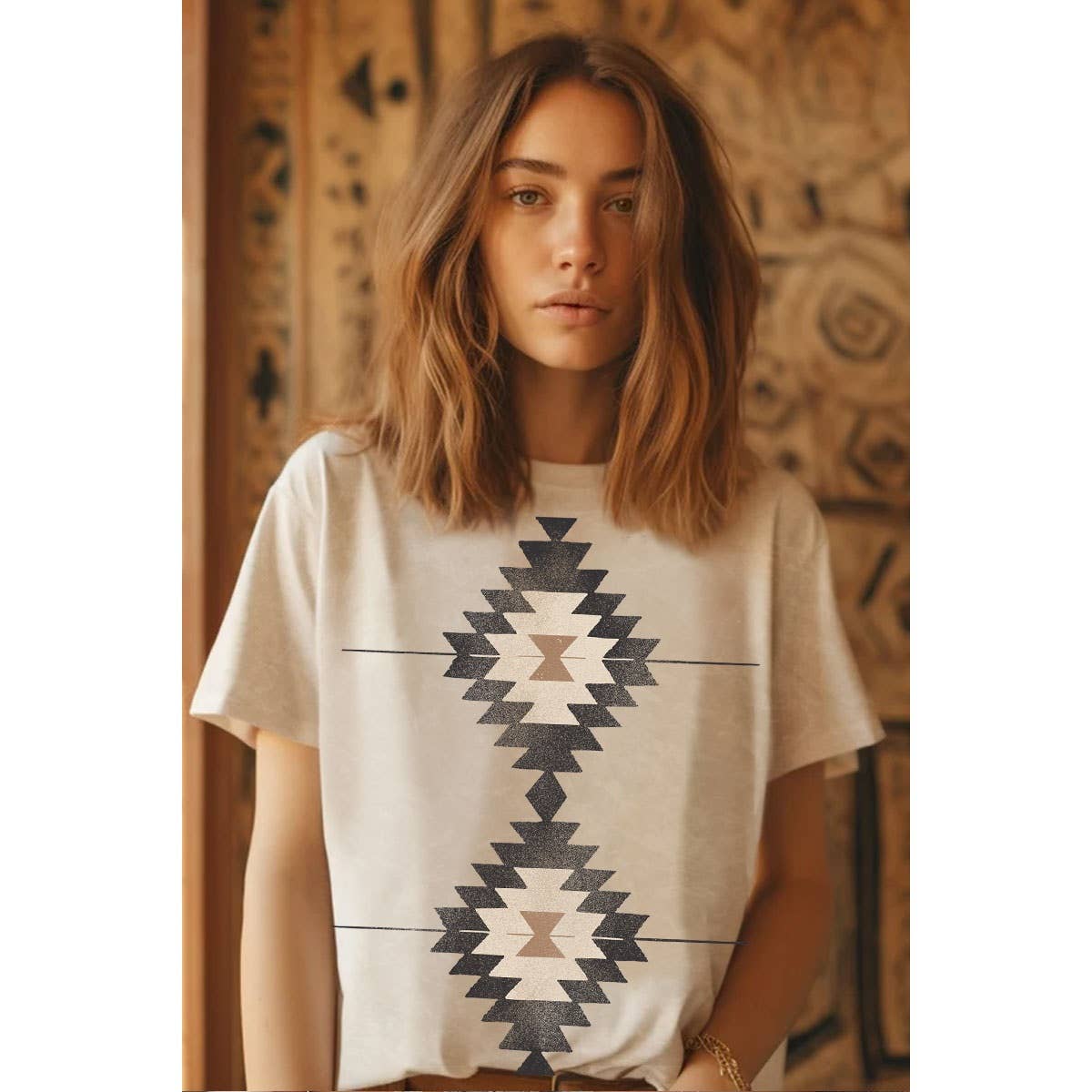 HRTandLUV - AZTEC MINERAL GRAPHIC TOP: Mineral Sage / S-M-L-XL(1-2-2-1)