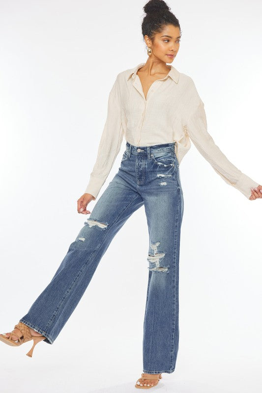 Ultra High-Rise Distressed 90s Flare~ Kancan Denim