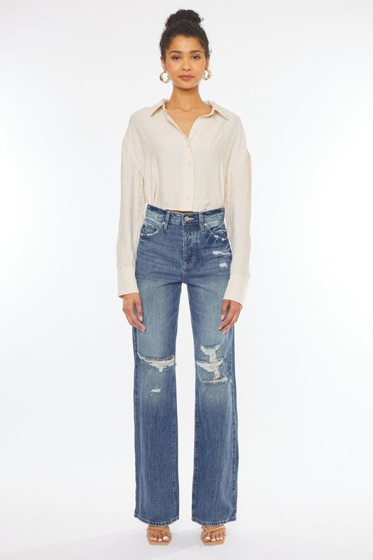Ultra High-Rise Distressed 90s Flare~ Kancan Denim