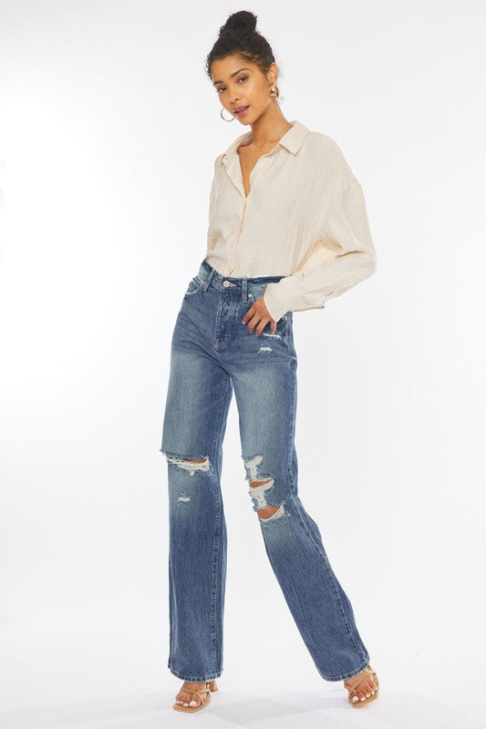 Ultra High-Rise Distressed 90s Flare~ Kancan Denim