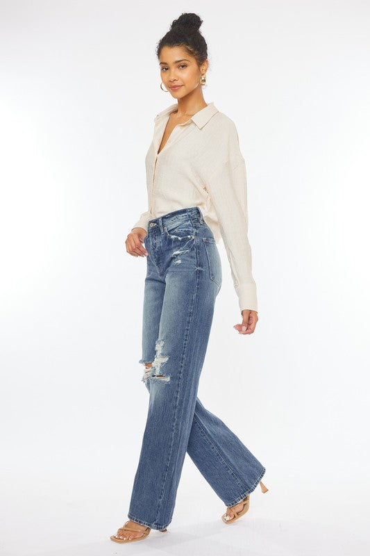 Ultra High-Rise Distressed 90s Flare~ Kancan Denim