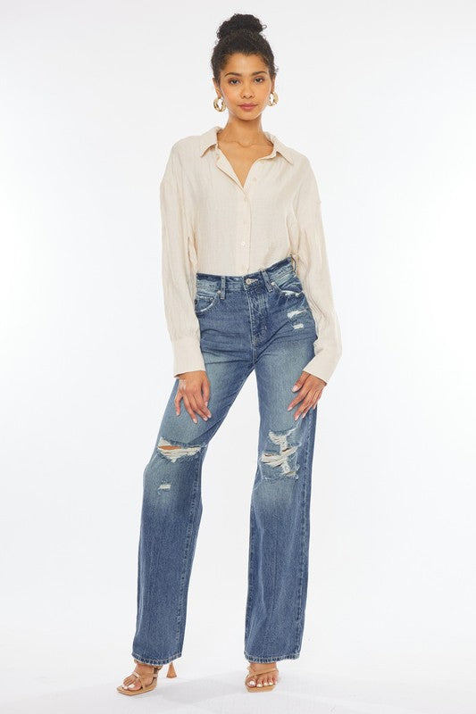 Ultra High-Rise Distressed 90s Flare~ Kancan Denim