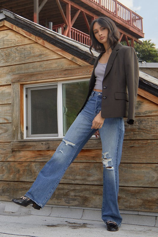 Ultra High-Rise Distressed 90s Flare~ Kancan Denim