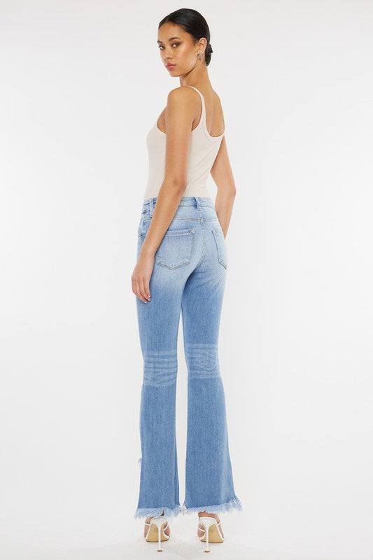 High Rise Leg Distress Bootcut Jeans~ Kancan Denim