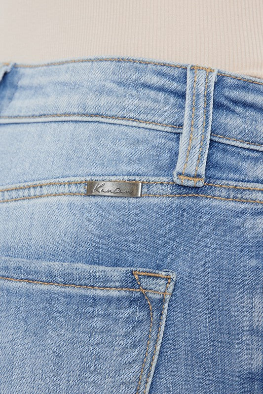 High Rise Leg Distress Bootcut Jeans~ Kancan Denim