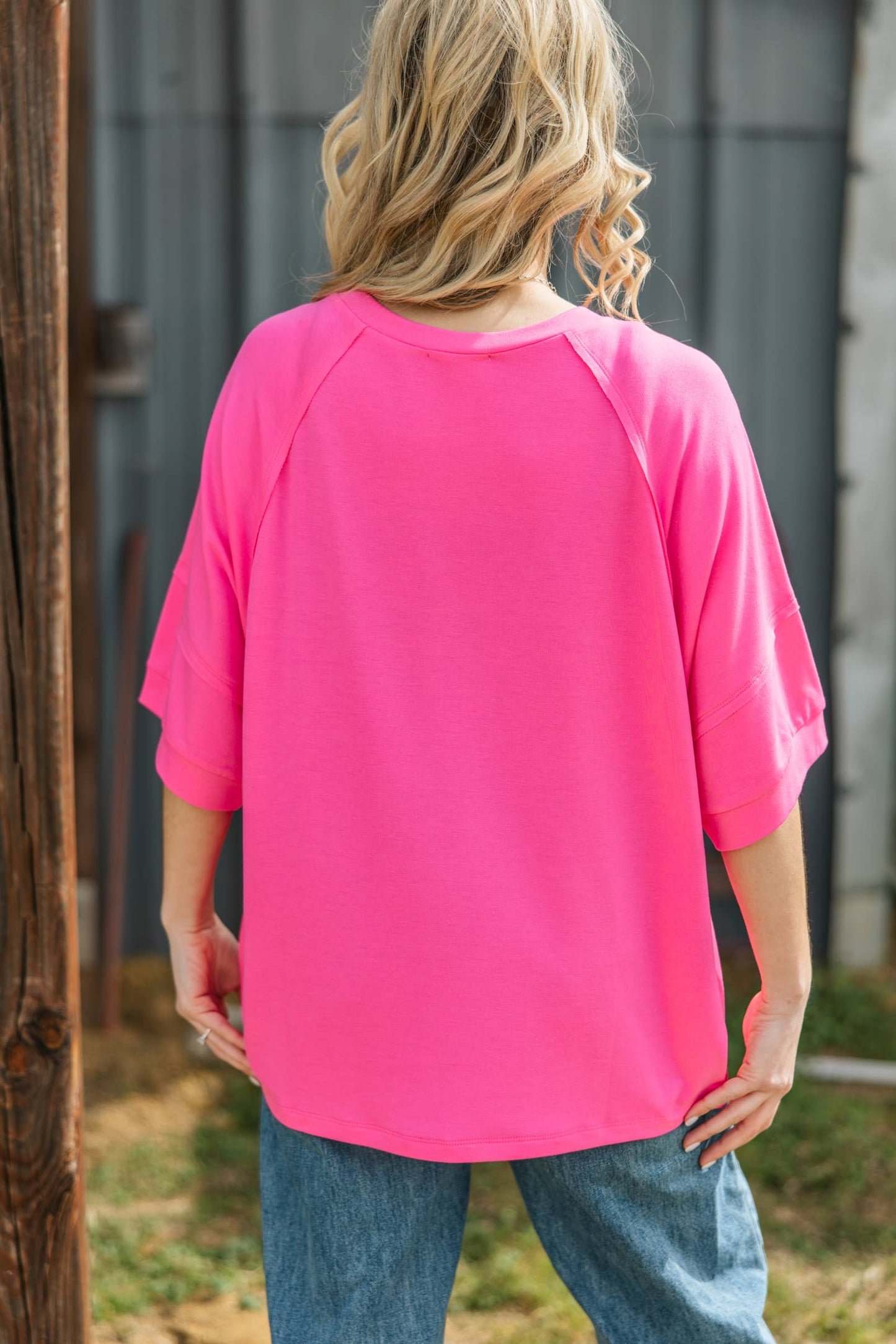 Andrée by Unit - Oversized Relaxed Fit Terry Top: ROYAL BLUE / S