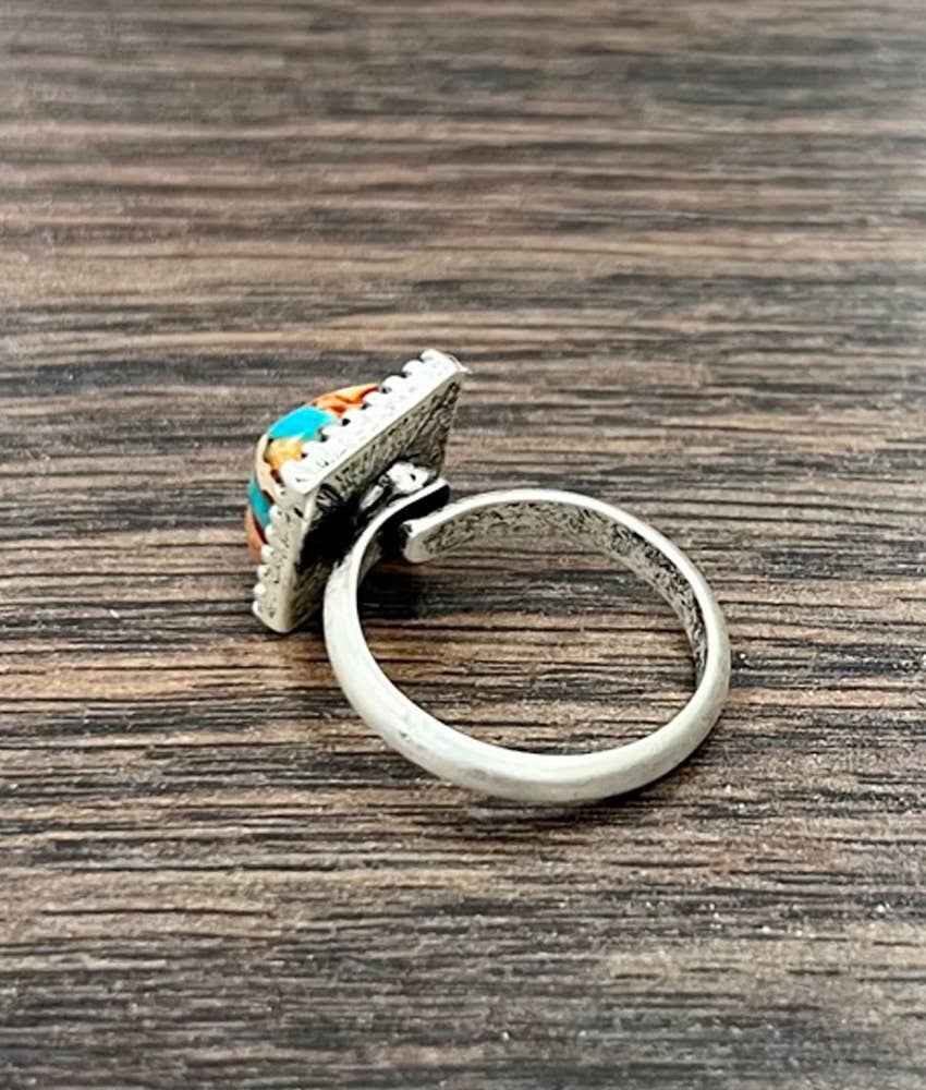 ISAC Trading Inc - 750494, Square Gemstone Adjustable Ring