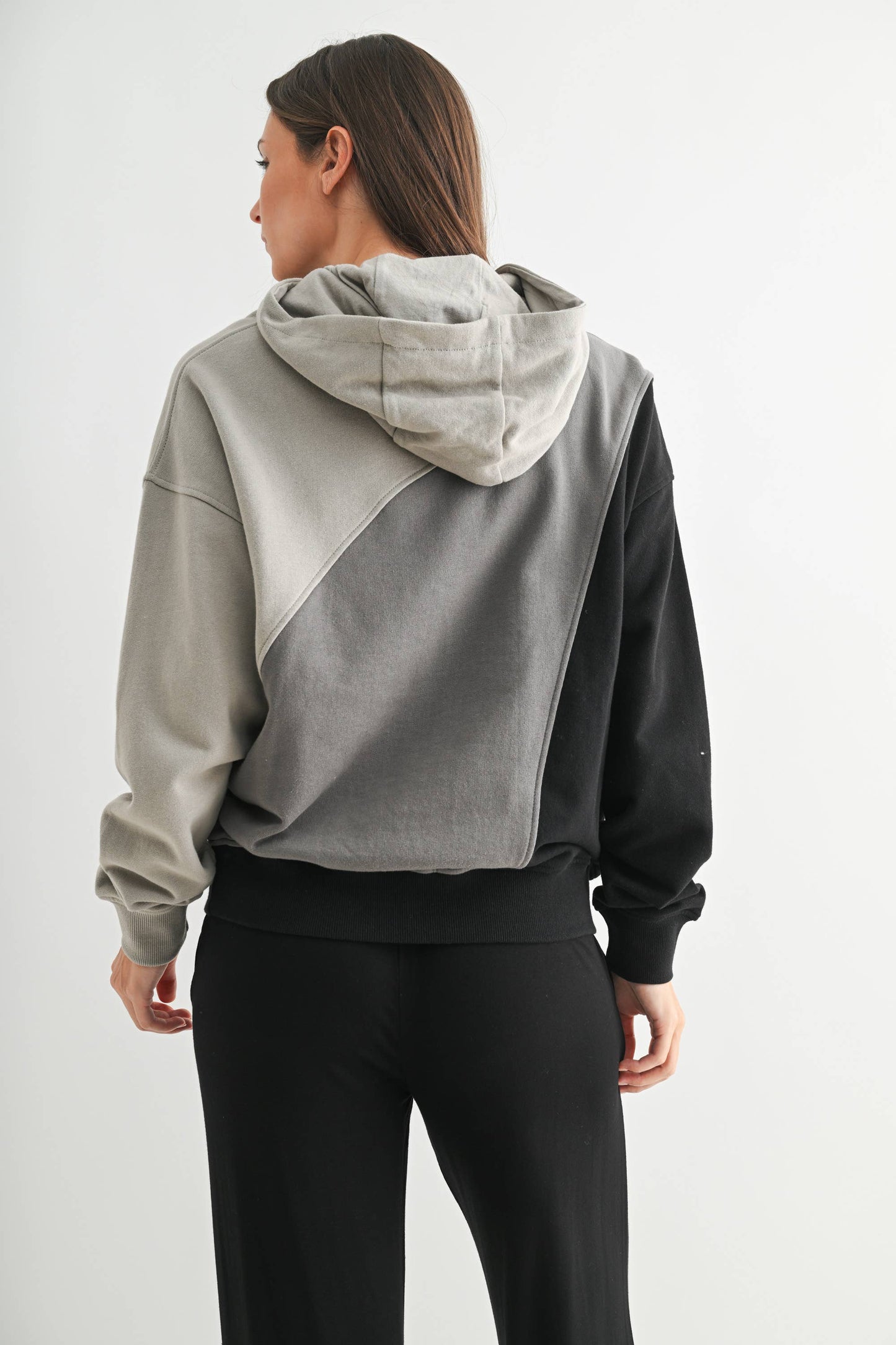 Mono B - Cozy Color Fade Stripe Hoodie: BROWN COMBO / S:M:L (2:2:2)