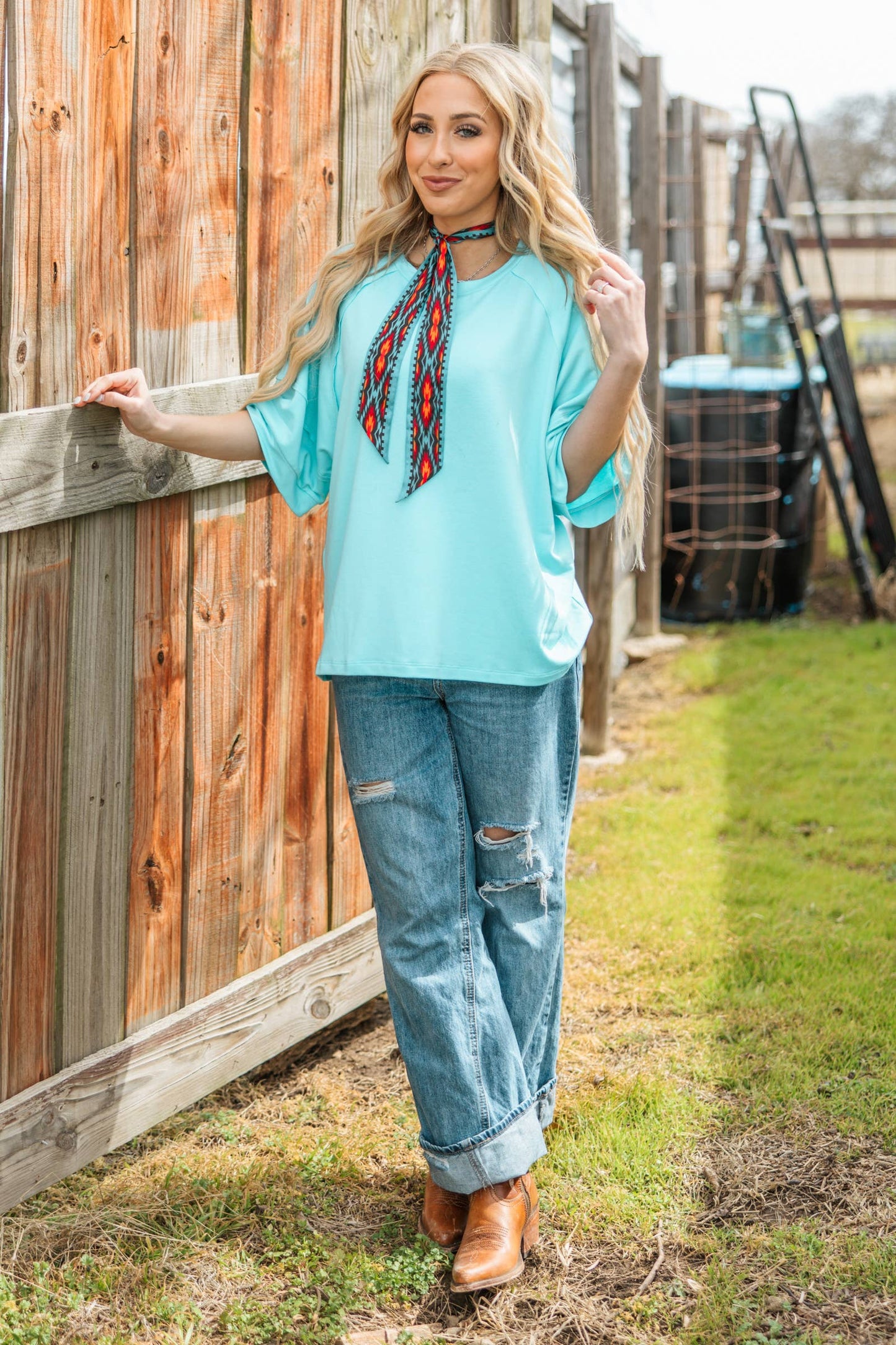 Andrée by Unit - Oversized Relaxed Fit Terry Top: ROYAL BLUE / S