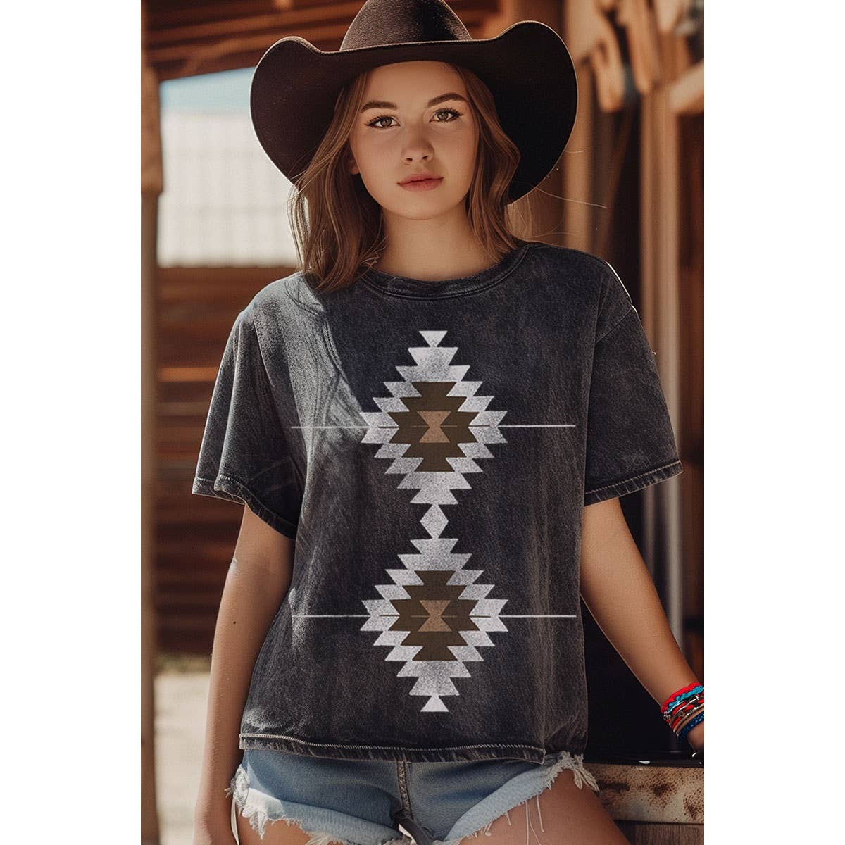 HRTandLUV - AZTEC MINERAL GRAPHIC TOP: Mineral Sage / S-M-L-XL(1-2-2-1)