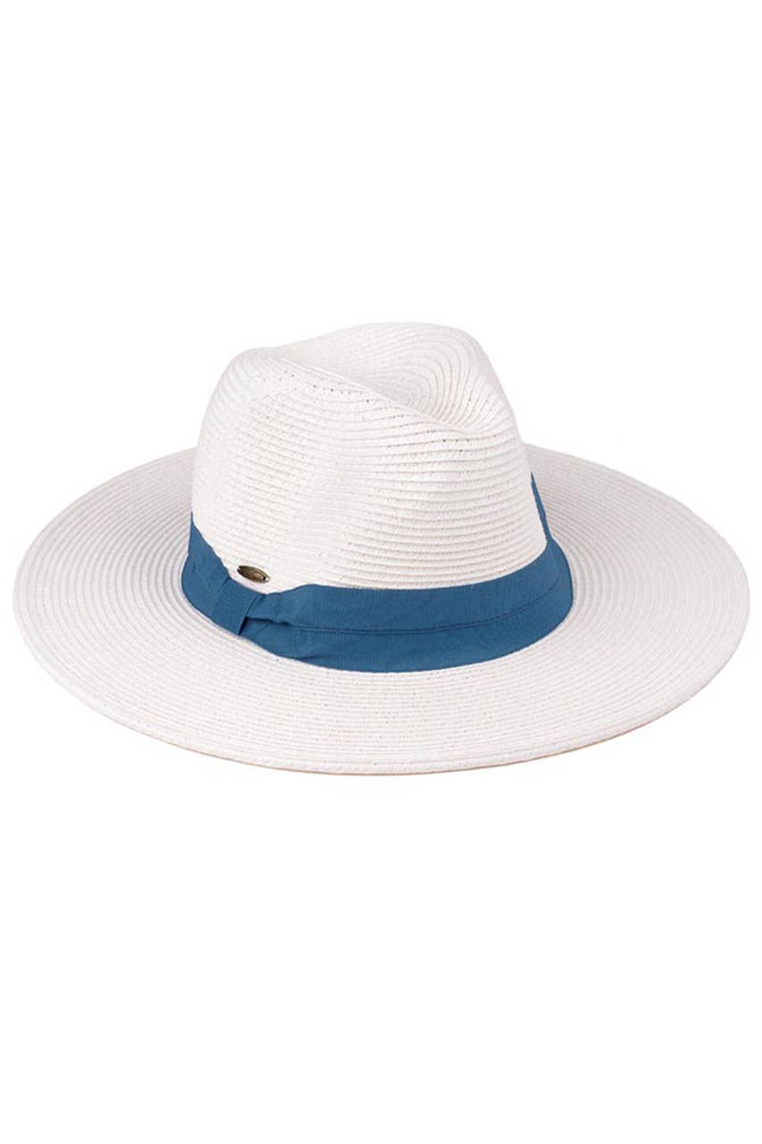 Hana - C.C Adjustable String Straw Hat: White/Black