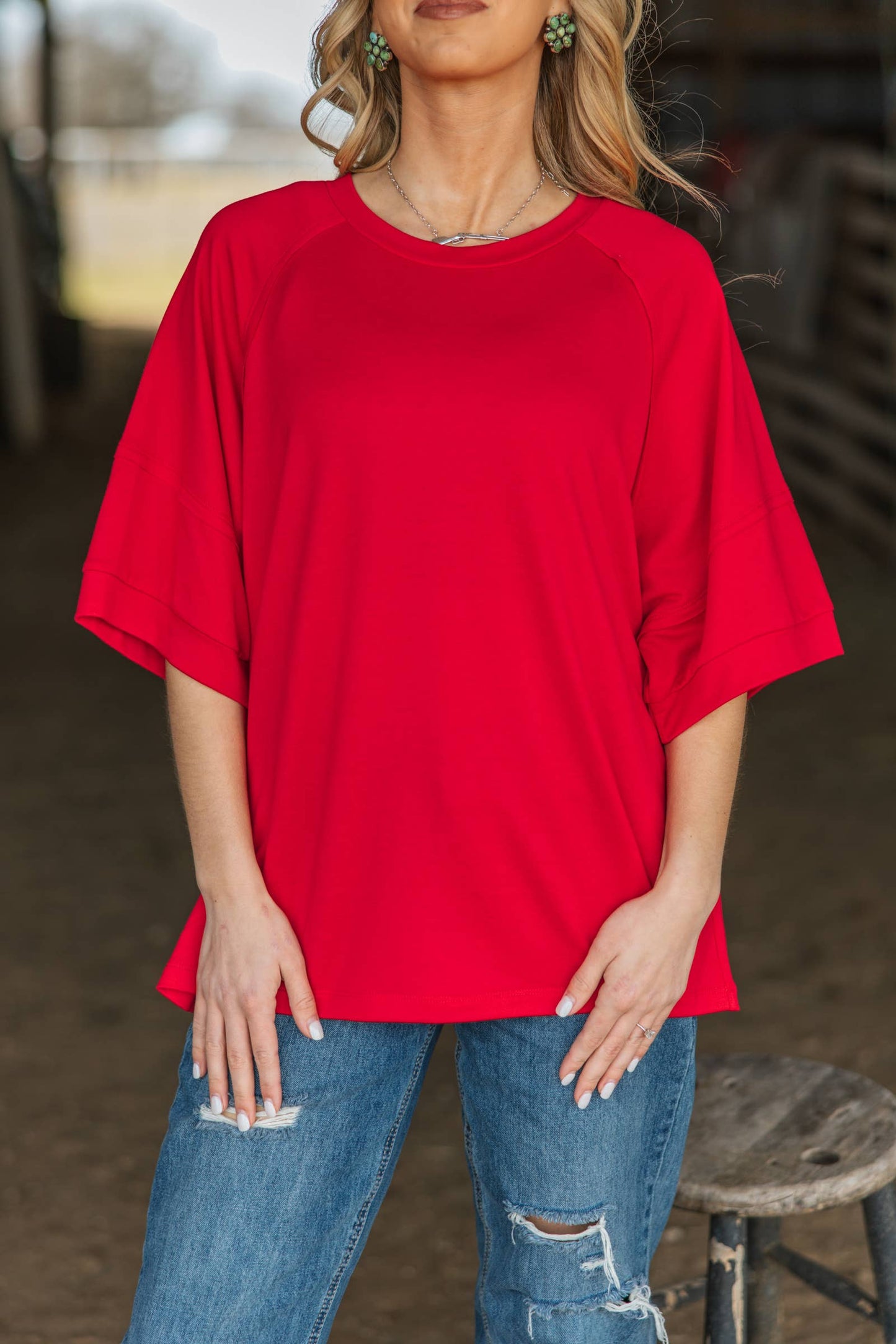 Andrée by Unit - Oversized Relaxed Fit Terry Top: ROYAL BLUE / S
