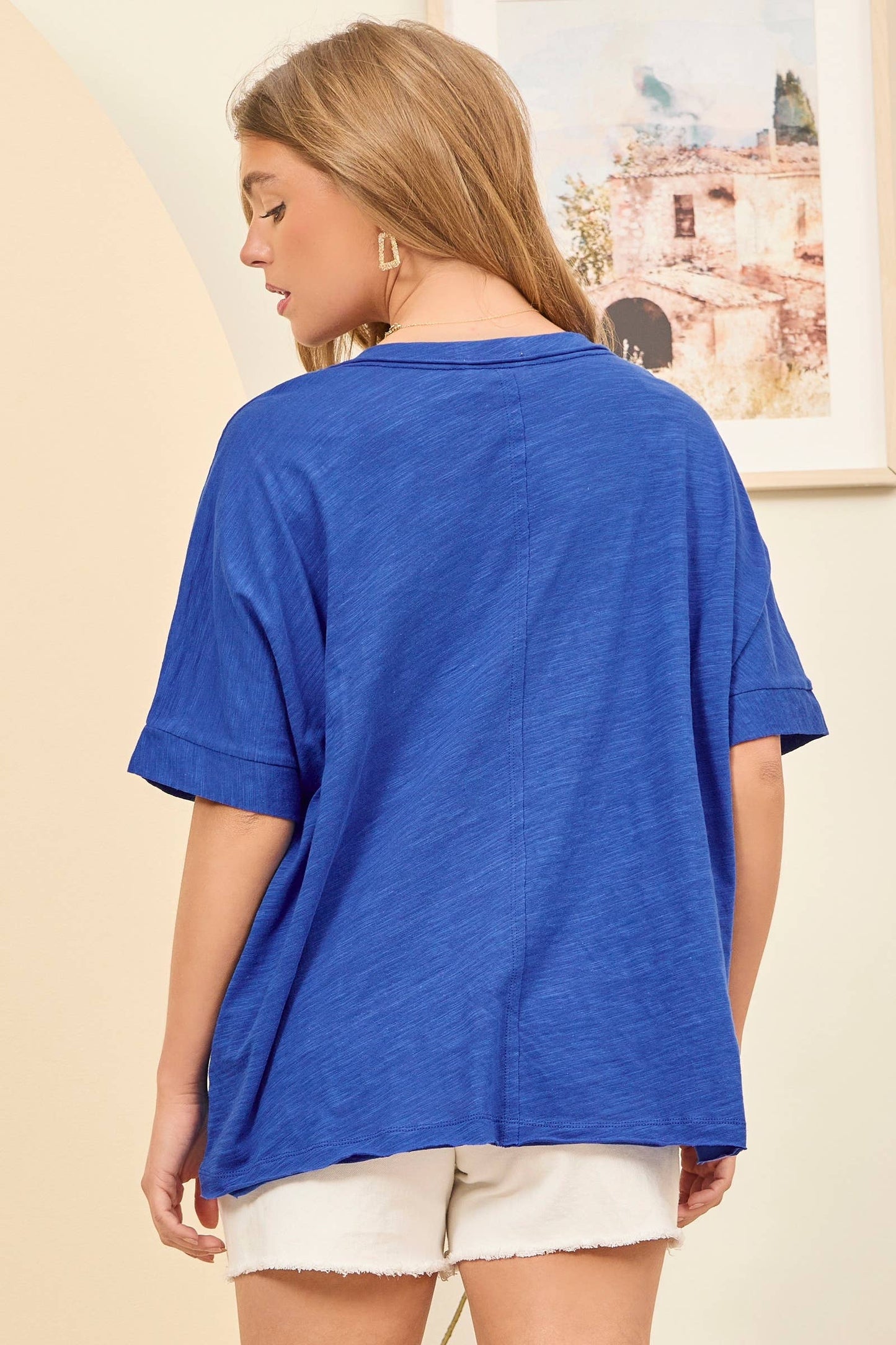 Andrée by Unit - Front Pocket Breathable Cotton Top: BLACK / S