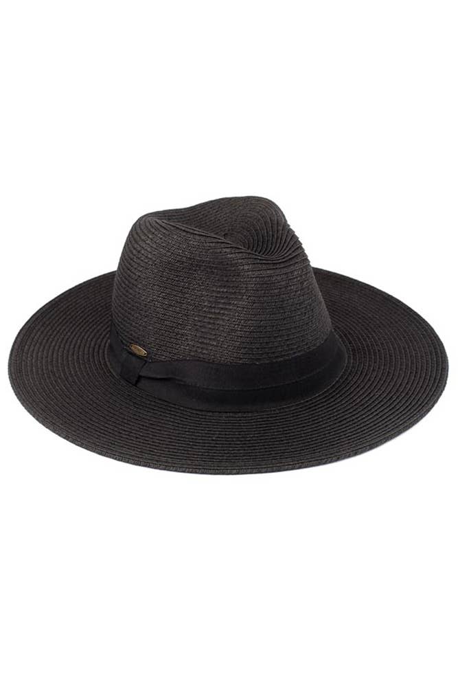 Hana - C.C Adjustable String Straw Hat: White/Black