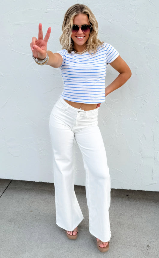 Laney Crop White Jeans