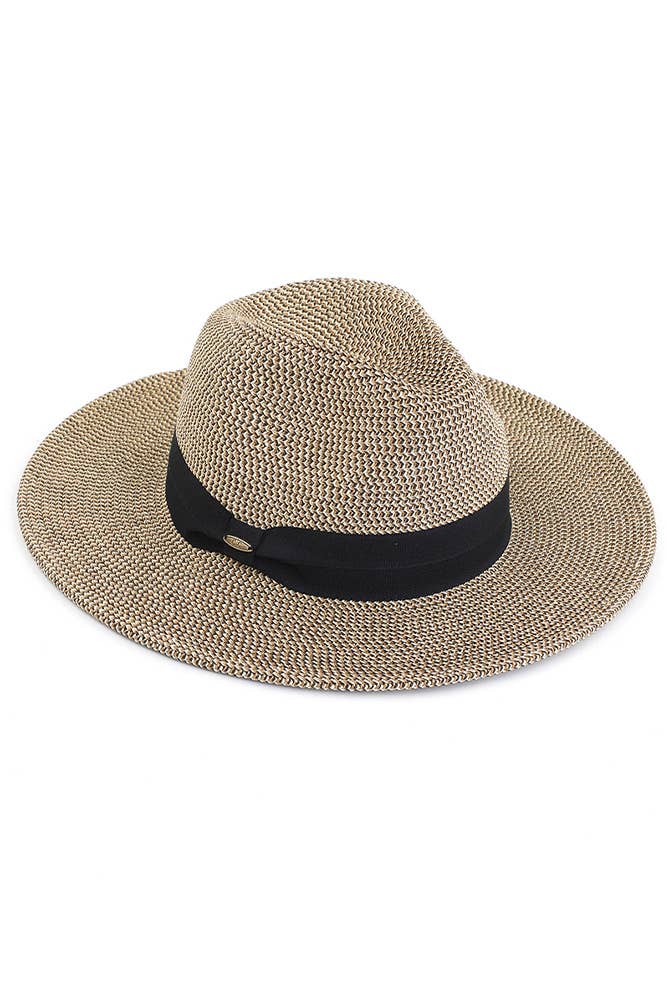 Hana - C.C Adjustable String Straw Hat: White/Black