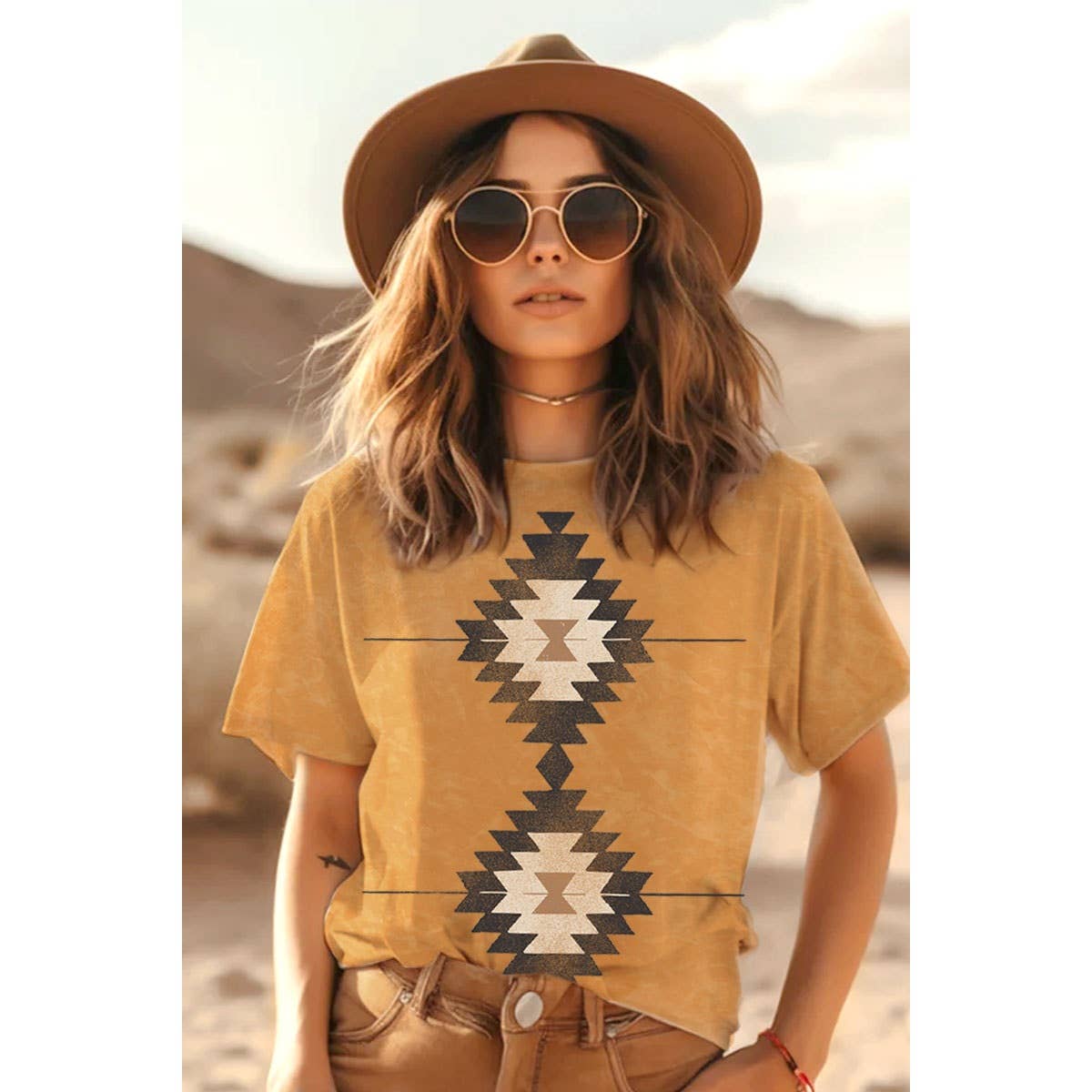 HRTandLUV - AZTEC MINERAL GRAPHIC TOP: Mineral Sage / S-M-L-XL(1-2-2-1)