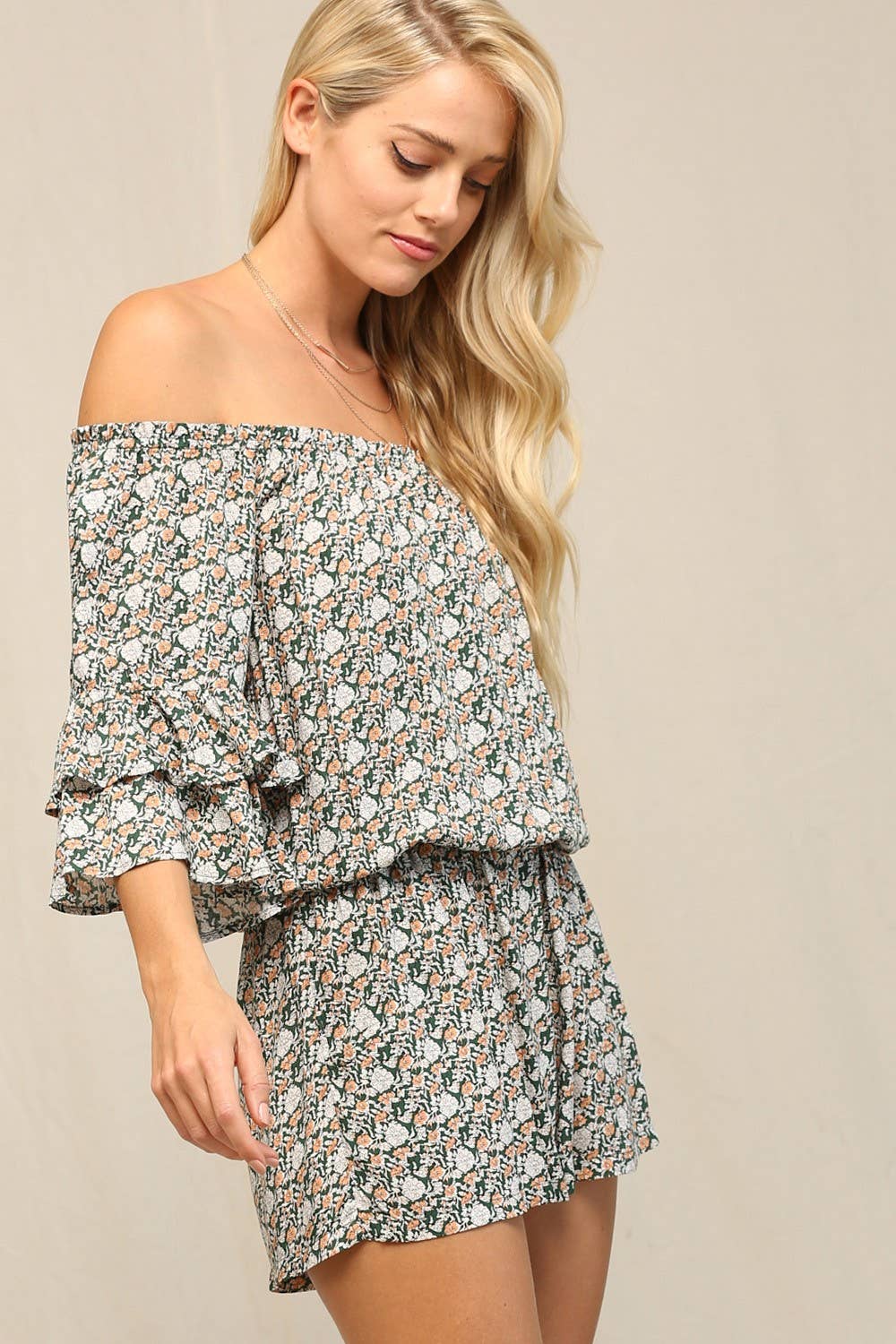 KyeMi - A Romper Featured In An Off The Shoulder Neckline: Navy / L