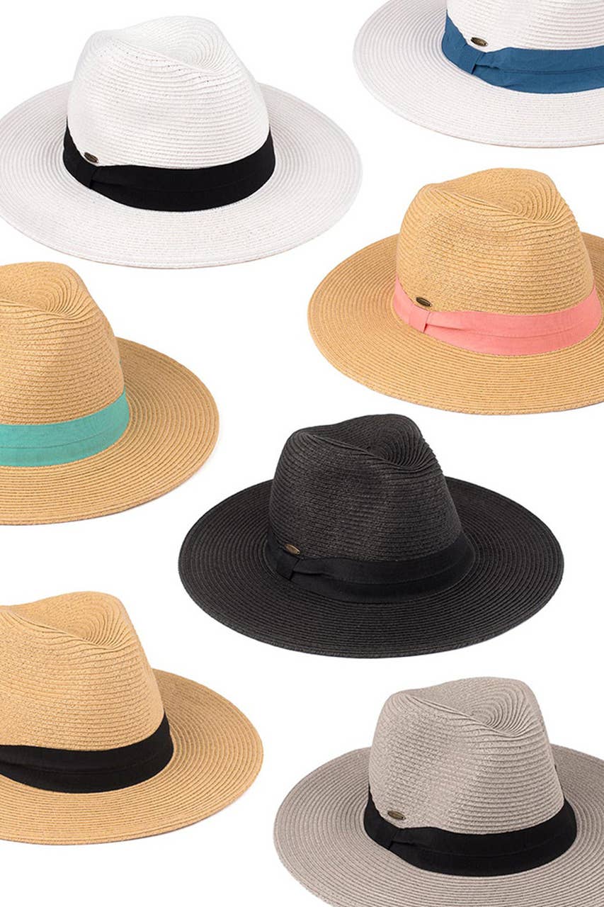 Hana - C.C Adjustable String Straw Hat: White/Black