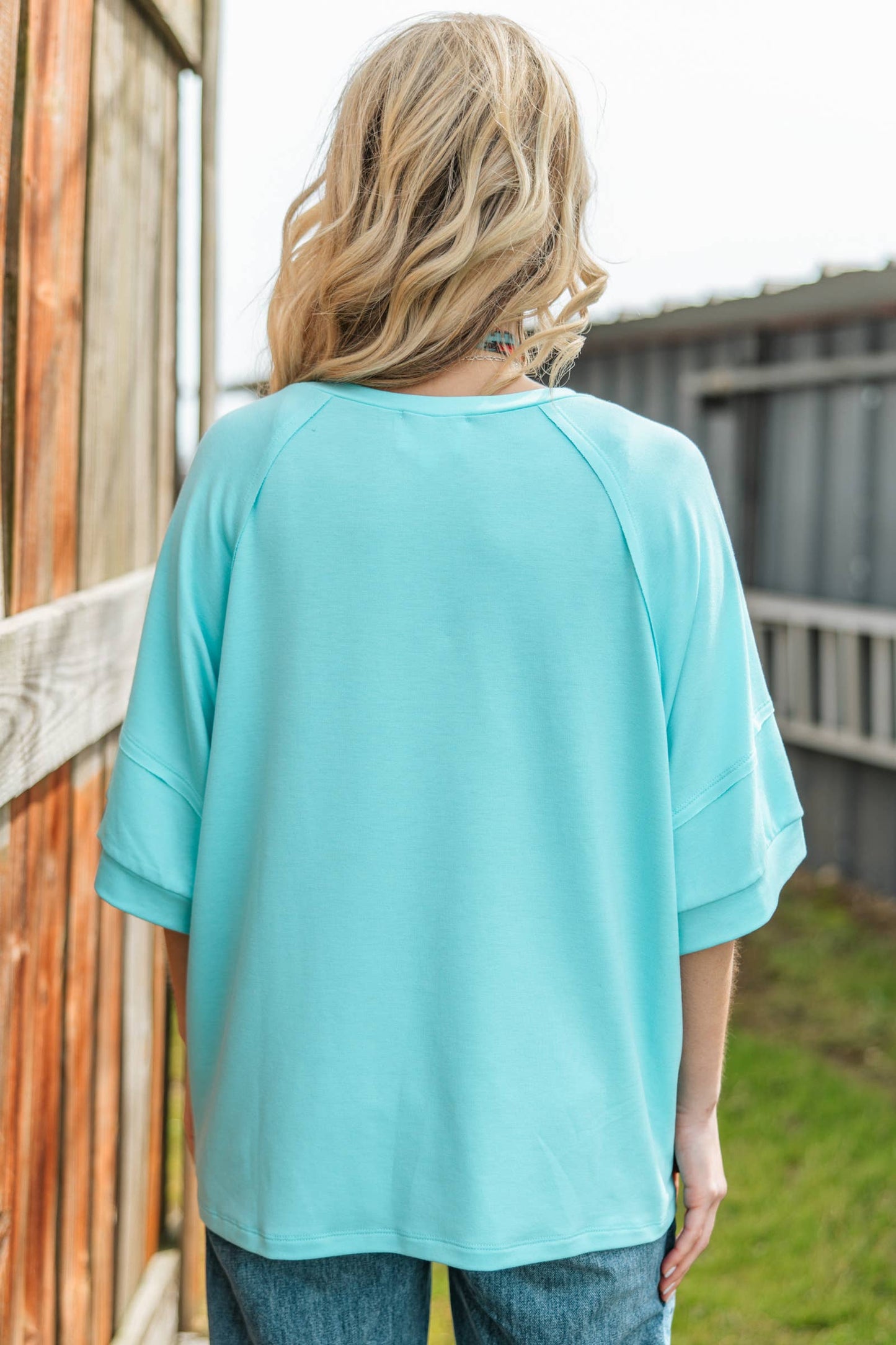 Andrée by Unit - Oversized Relaxed Fit Terry Top: ROYAL BLUE / S