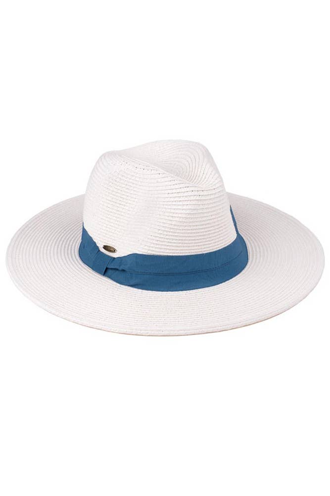 Hana - C.C Adjustable String Straw Hat: White/Black