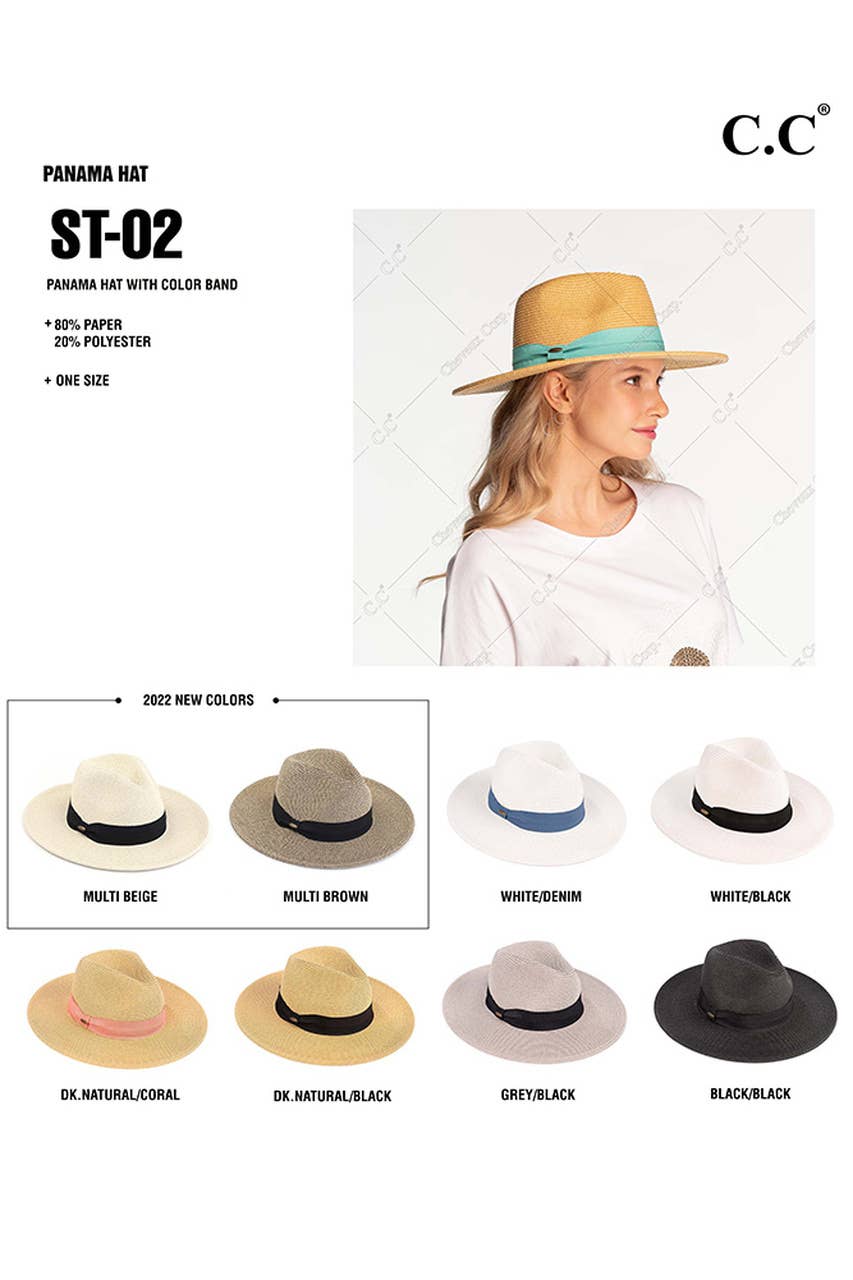 Hana - C.C Adjustable String Straw Hat: White/Black