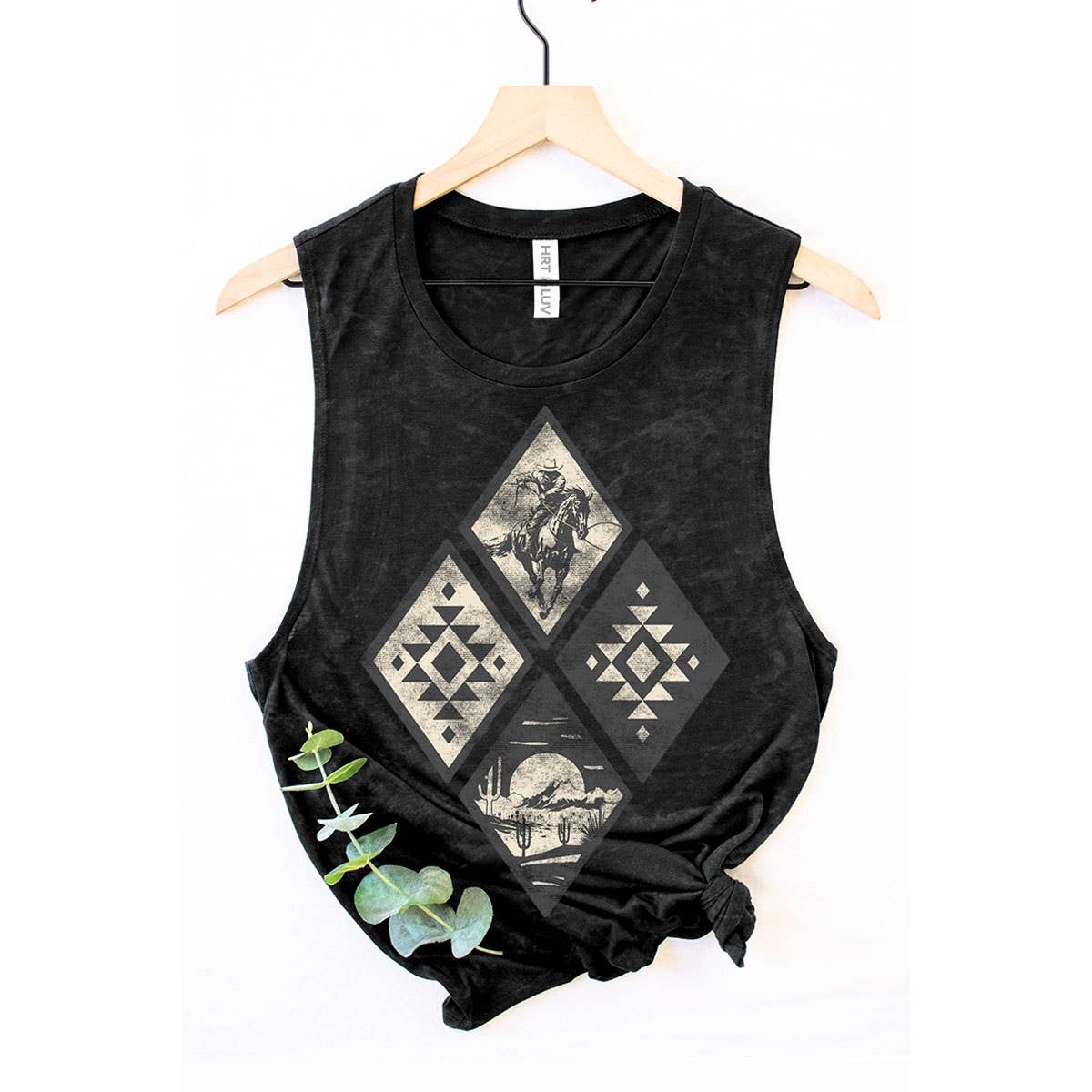 HRTandLUV - COWBOY AZTEC RODEO GRAPHIC TANK TOP: MINERAL SCARLETTE RED / L