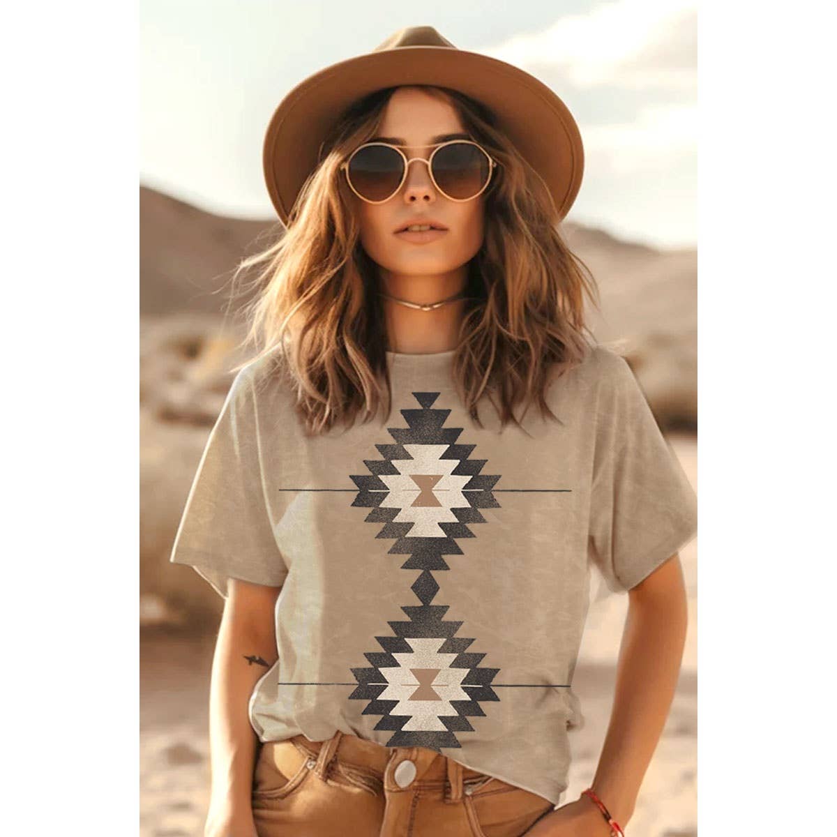 HRTandLUV - AZTEC MINERAL GRAPHIC TOP: Mineral Sage / S-M-L-XL(1-2-2-1)