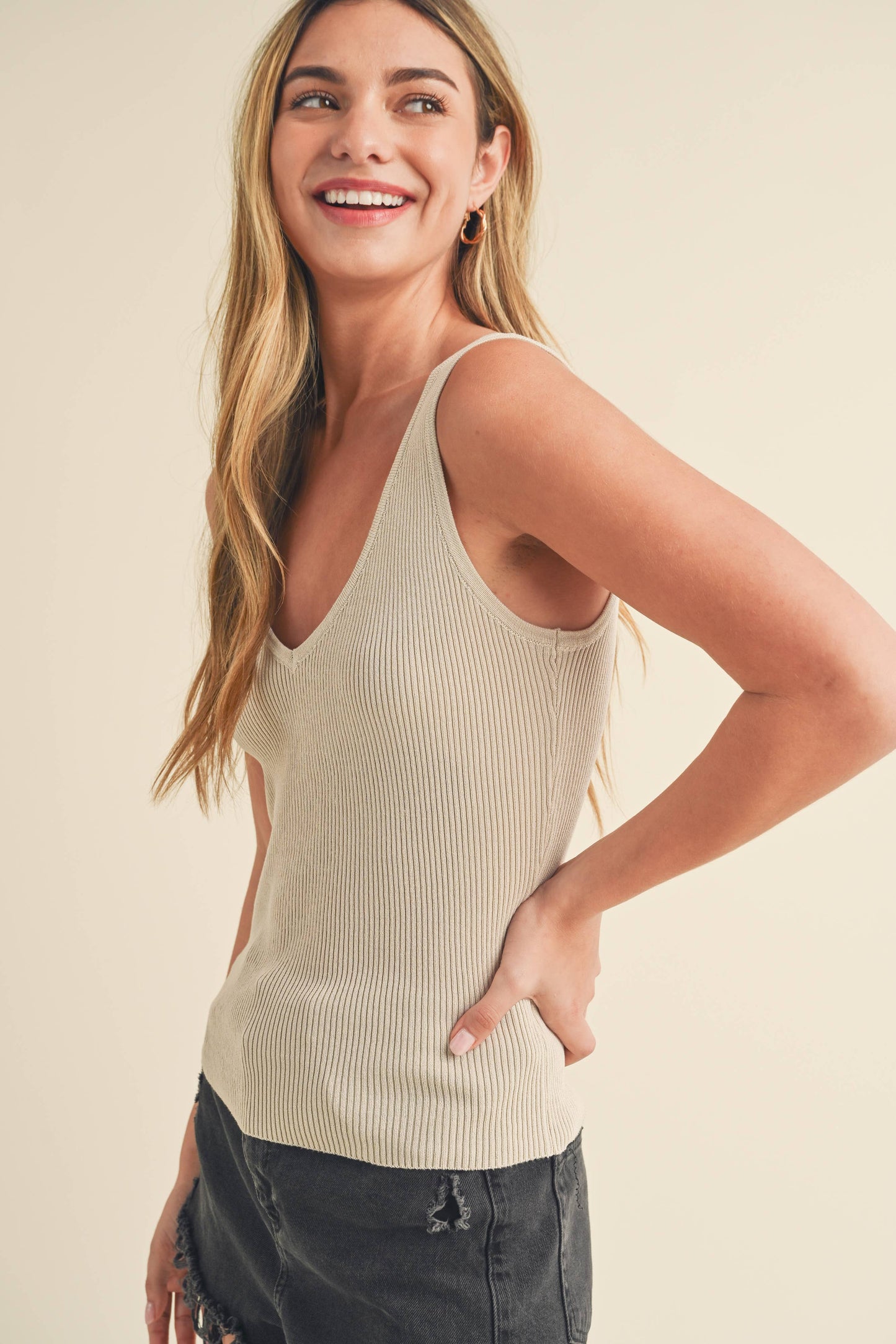 Hedi Knit Tank: Pearl