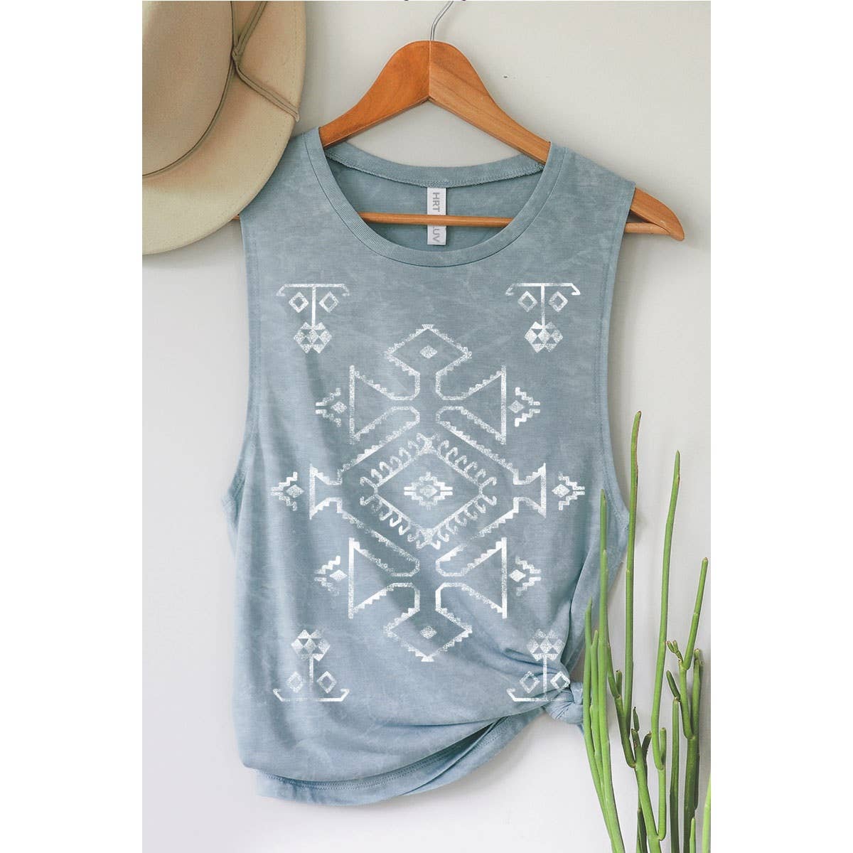 HRTandLUV - AZTEK MINERAL GRAPHIC TANK TOP: Mineral Taupe / XL