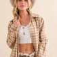 Yarn Dyed Plaid Metallic Wool Blend Button Jacket: