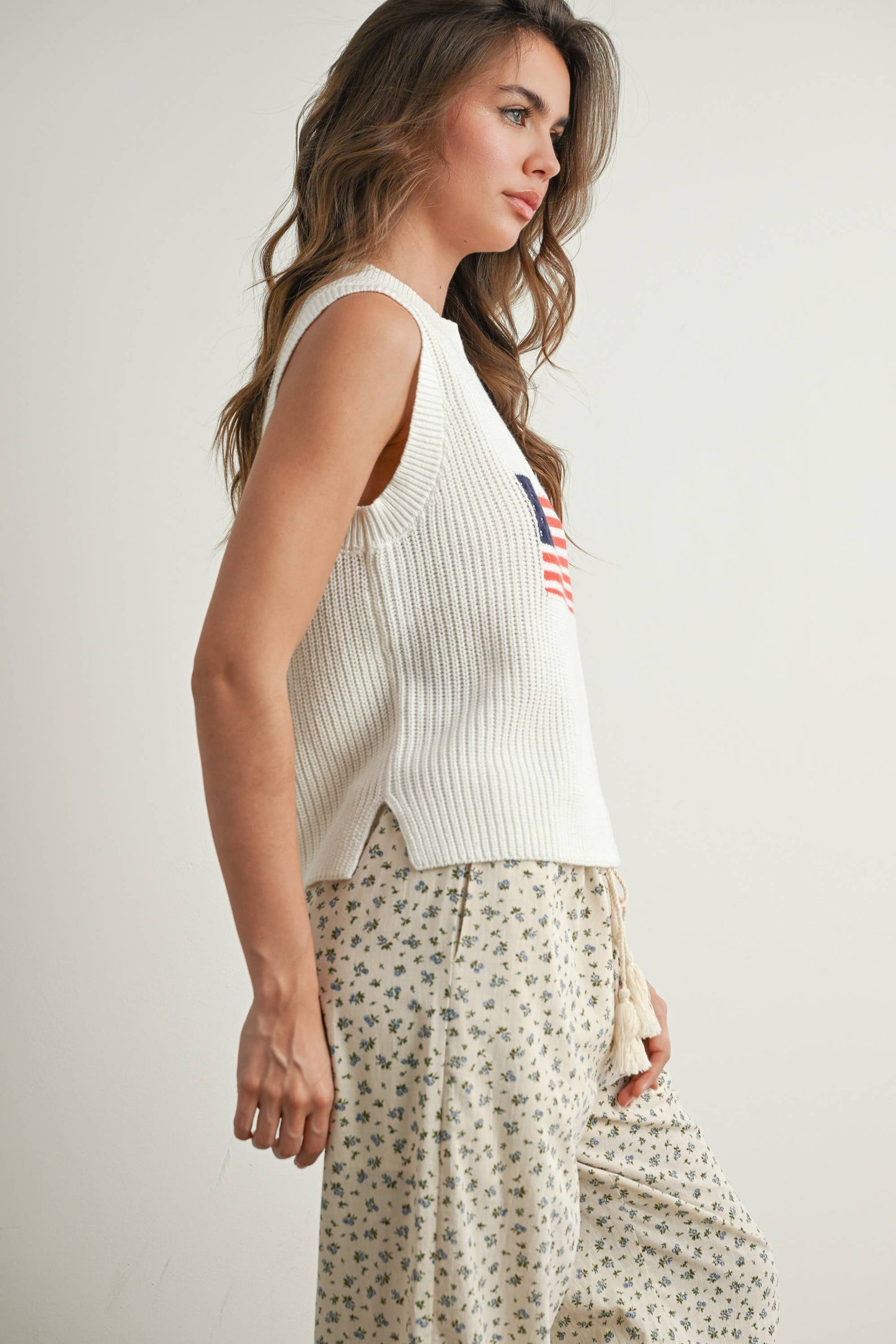 BUTTERMELON - Flag Print Knitted Sleeveless Sweater - BMW7749: NAVY MULTI / M