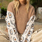 Contrast Square Pattern Sleeves Pullover Sweater