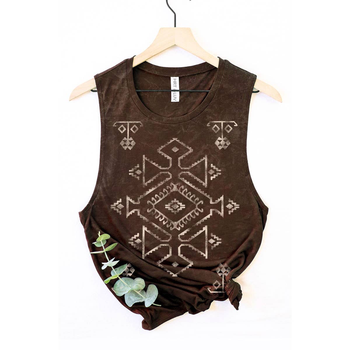 HRTandLUV - AZTEK MINERAL GRAPHIC TANK TOP: Mineral Taupe / L