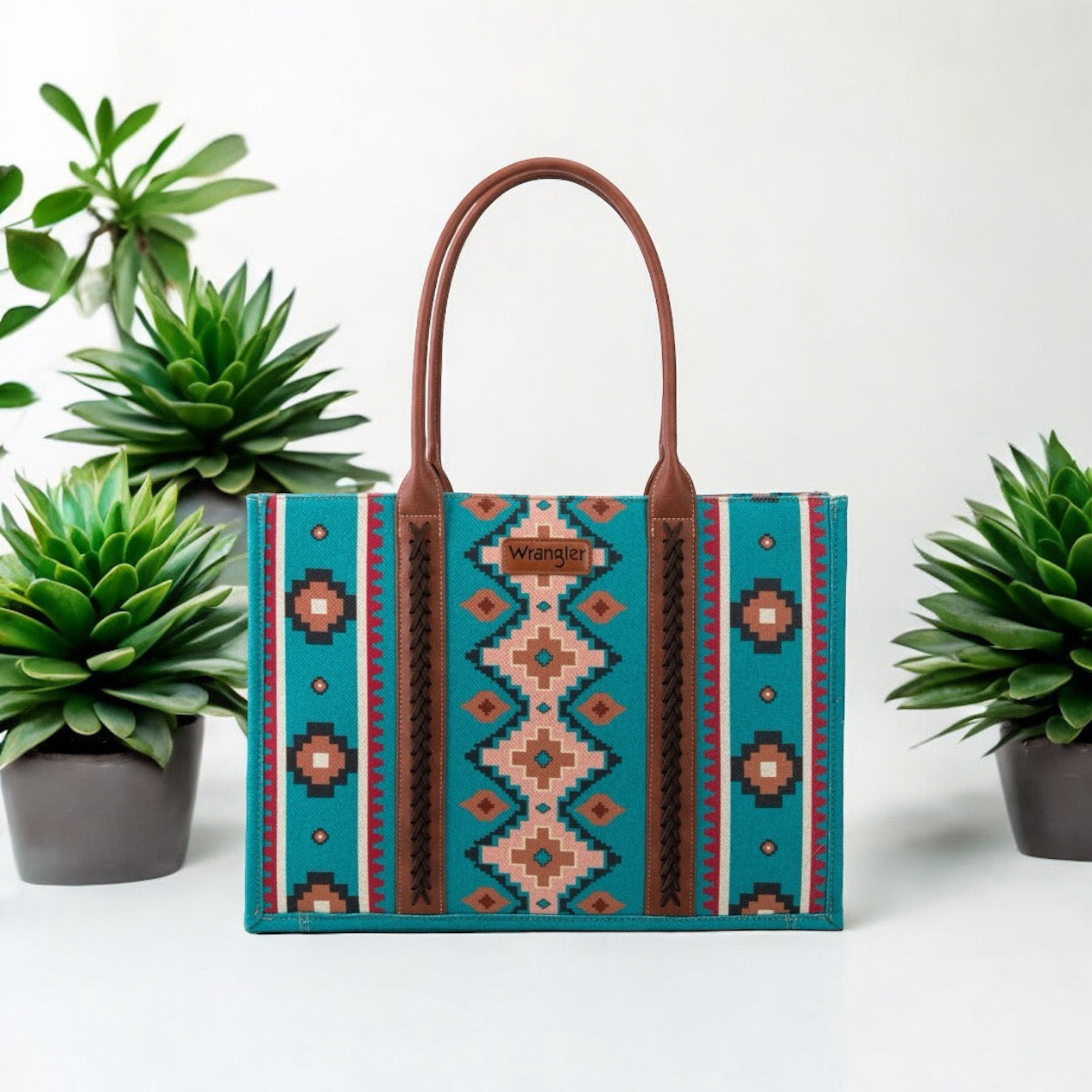 Dark Turquoise Wide Tote Bag