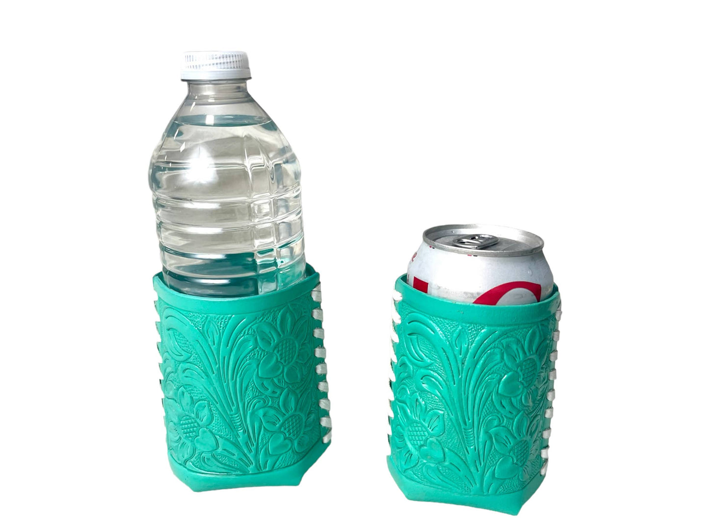 - Turquoise Tooled Leather Koozie