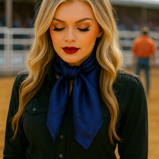 Rodeo Drive - 42X42" Cobalt Jacquard XL Wild Rag / Scarf WR3683