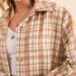 Yarn Dyed Plaid Metallic Wool Blend Button Jacket: