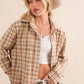 Yarn Dyed Plaid Metallic Wool Blend Button Jacket: