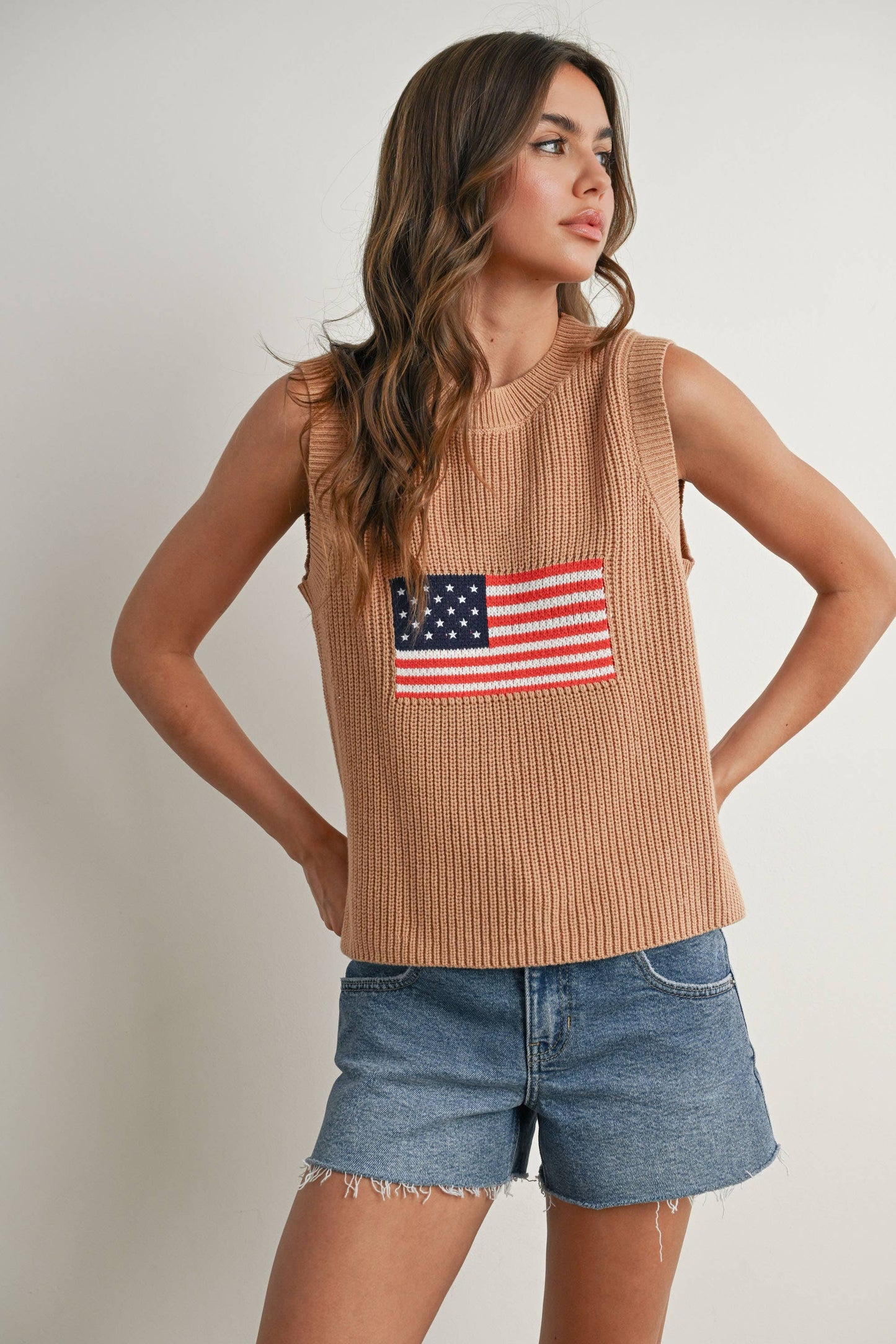 BUTTERMELON - Flag Print Knitted Sleeveless Sweater - BMW7749: NAVY MULTI / M