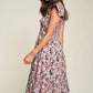 Vintage Garden Floral Flutter Smocking Midi Dress