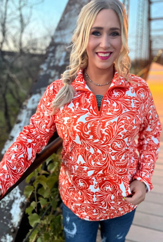 TAILGATE PARTY PULLOVER ORANGE & WHITE