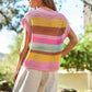 Crochet Multi Striped Pullover Knit Sweater Vest