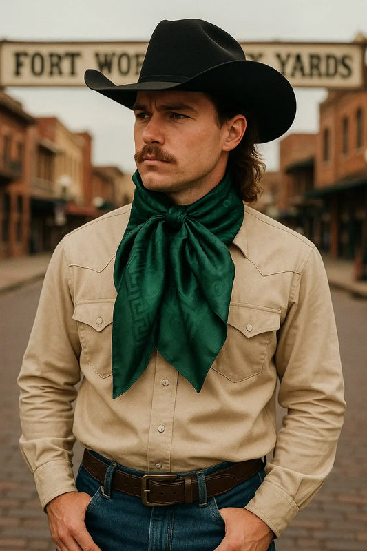 Rodeo Drive - 42X42"  Emerald Jacquard XL Wild Rag / Scarf WR3722