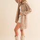 Yarn Dyed Plaid Metallic Wool Blend Button Jacket: