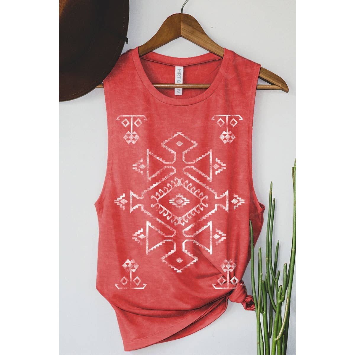 HRTandLUV - AZTEK MINERAL GRAPHIC TANK TOP: Mineral Taupe / L
