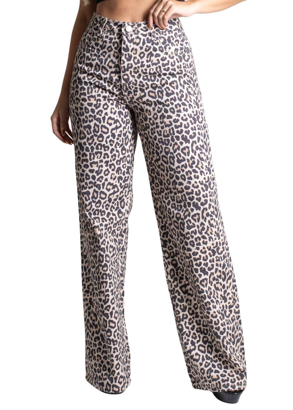 Sawary Women's High-Waisted Wide Leg Pants in Twill