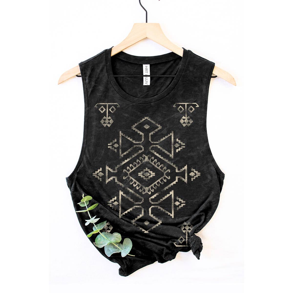 HRTandLUV - AZTEK MINERAL GRAPHIC TANK TOP: Mineral Taupe / XL